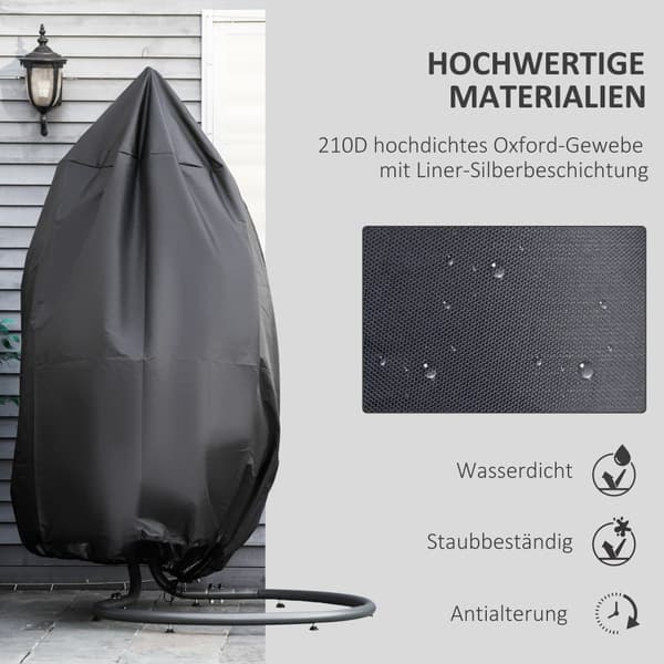 Hängande Stolsöverdrag, Ø115 x 190H cm, Svart