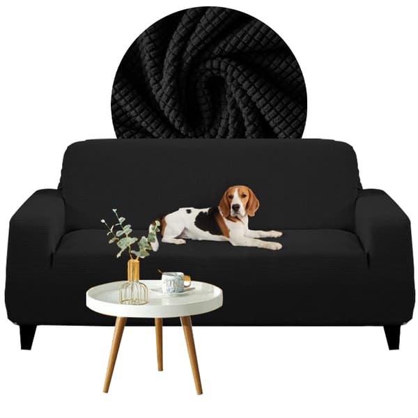 ÖVERDRAG till SOFFA, bäddsoffa, 2-sitssoffa, SVART JACQUARD