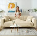Miniatyrbillede 3 af 11: BETRÆK til 4-personers hjørnesofa CREME velour