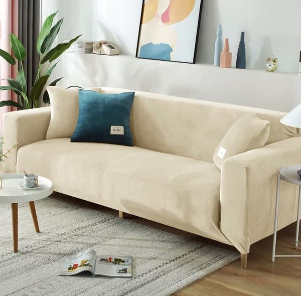 BETRÆK til 4-personers hjørnesofa CREME velour