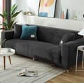 Miniatyrbillede 2 af 11: BETRÆK til 3-personers hjørnesofa, SORT fløjl