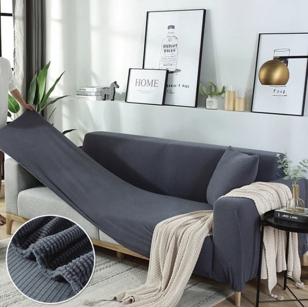 ÖVERDRAG till SOFFA bäddsoffa 4-sits soffa TJOCK GRÅ