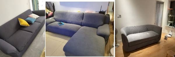 ÖVERDRAG till SOFFA bäddsoffa 4-sits soffa TJOCK GRÅ