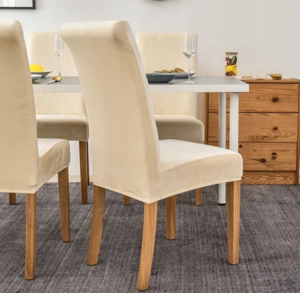 PÄÄLLINEN TUOLILLE PAKSU SAMETTI BEIGE ECRU