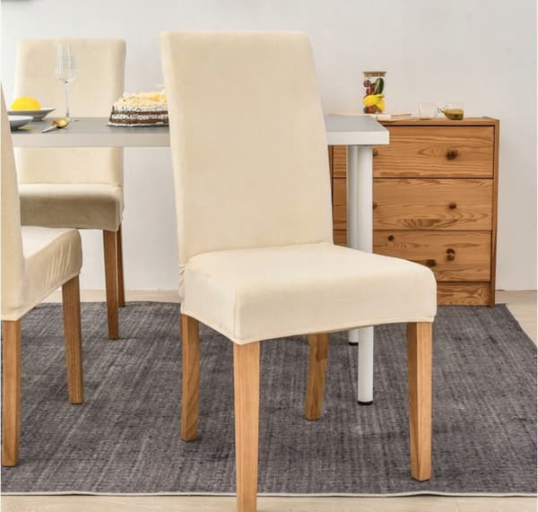 PÄÄLLINEN TUOLILLE PAKSU SAMETTI BEIGE ECRU
