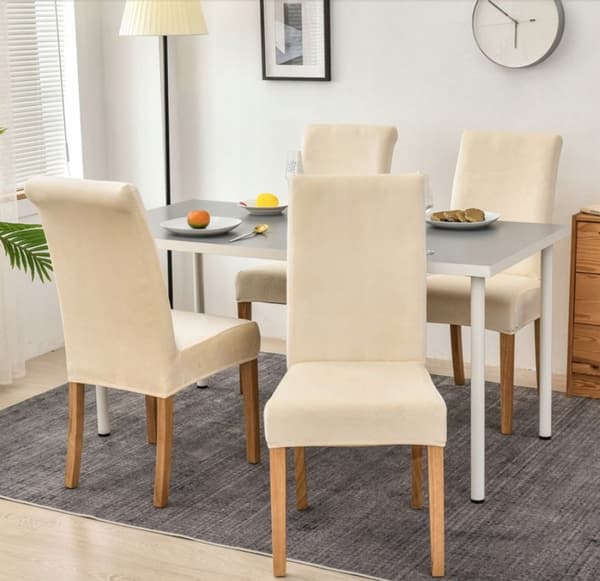 PÄÄLLINEN TUOLILLE PAKSU SAMETTI BEIGE ECRU