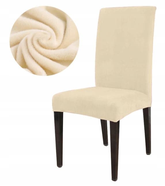 PÄÄLLINEN TUOLILLE PAKSU SAMETTI BEIGE ECRU