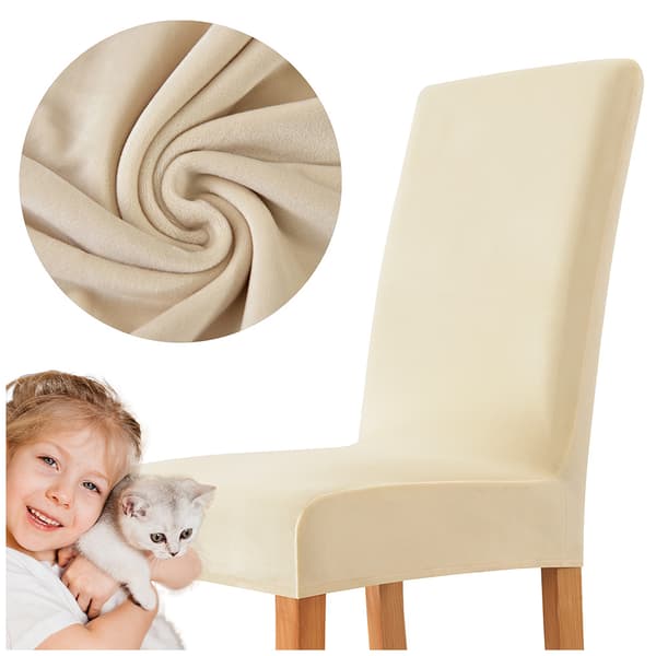 PÄÄLLINEN TUOLILLE PAKSU SAMETTI BEIGE ECRU