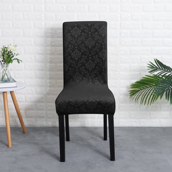 PÄÄLLINEN tuoliin, paksu kohokuvioitu sametti, MUSTA