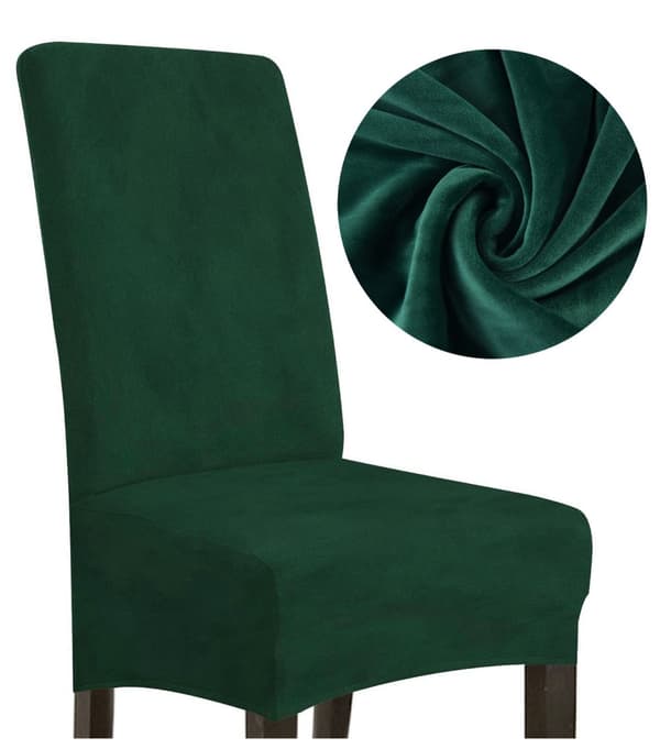 PÄÄLLINEN tuolille VELVET BOTTLE GREEN koko L, ISO, KORKEA SELKÄNOJA 70cm