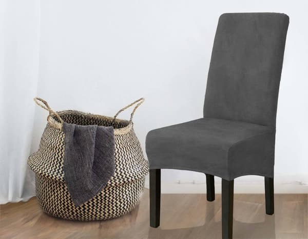 PÄÄLLINEN tuoli PAKSU SAMETTI TUMMANHARMAA koko L SUURI KORKEA SELKÄNOJA 70cm