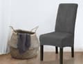 Pikkukuva 4 / 11: PÄÄLLINEN tuoli PAKSU SAMETTI TUMMANHARMAA koko L SUURI KORKEA SELKÄNOJA 70cm