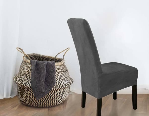 PÄÄLLINEN tuoli PAKSU SAMETTI TUMMANHARMAA koko L SUURI KORKEA SELKÄNOJA 70cm
