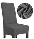 Pikkukuva 1 / 11: PÄÄLLINEN tuoli PAKSU SAMETTI TUMMANHARMAA koko L SUURI KORKEA SELKÄNOJA 70cm