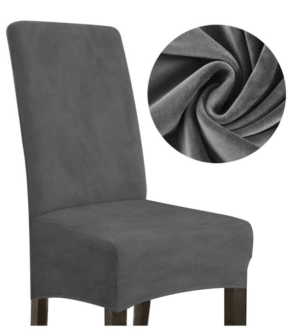 PÄÄLLINEN tuoli PAKSU SAMETTI TUMMANHARMAA koko L SUURI KORKEA SELKÄNOJA 70cm