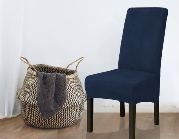 KLÄDSEL stol TJOCK SAMMET MARINBLÅ storlek L STOR HÖG RYGGSTÖD 70cm