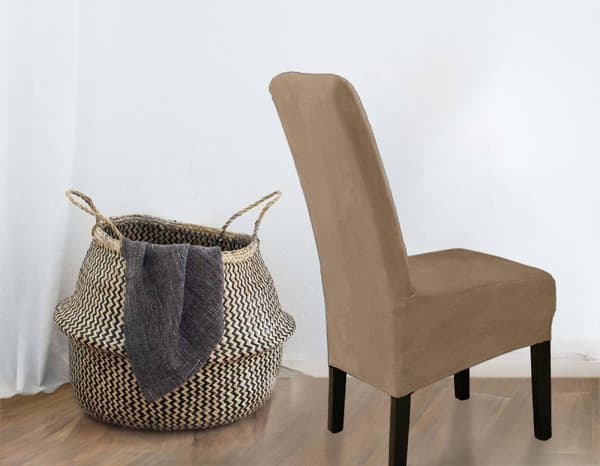 PÄÄLLINEN tuoli VELVET TUMMANBEIGE CAMEL koko L SUURI KORKEA SELKÄNOJA 70cm