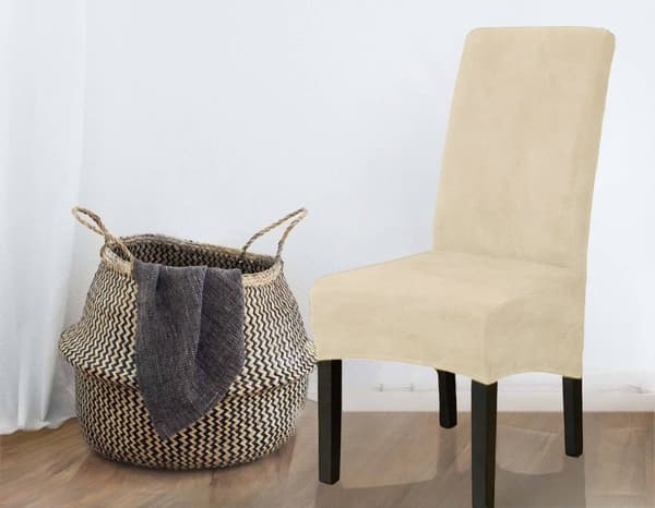 KLÄDSEL stol TJOCK SAMMET CRÈME BEIGE storlek L STOR HÖG RYGGSTÖD 70cm