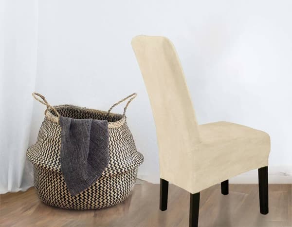 KLÄDSEL stol TJOCK SAMMET CRÈME BEIGE storlek L STOR HÖG RYGGSTÖD 70cm