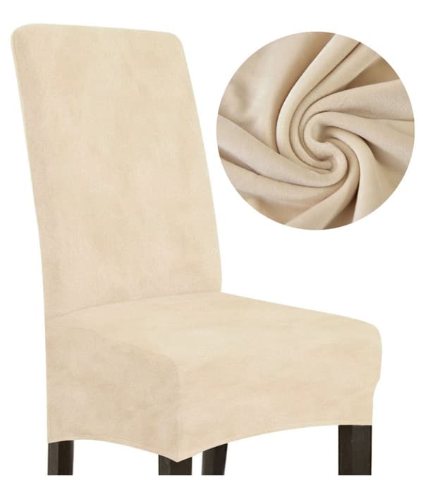 KLÄDSEL stol TJOCK SAMMET CRÈME BEIGE storlek L STOR HÖG RYGGSTÖD 70cm