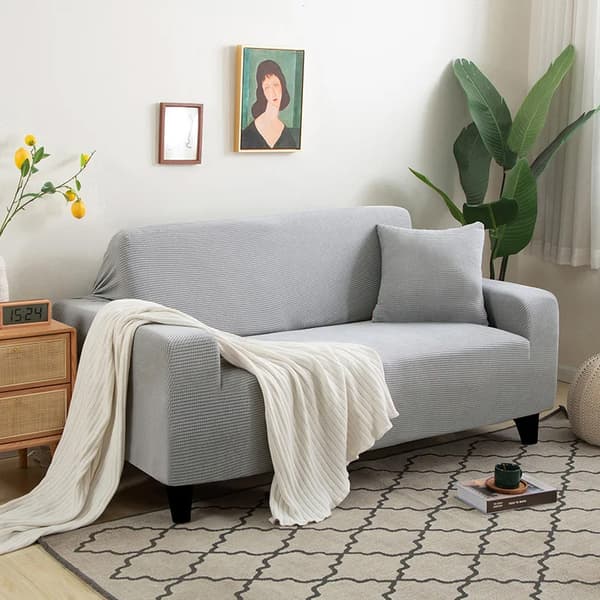 SOHVANPÄÄLLINEN vuodesohvalle, 4 istuttava, VAALEANHARMAA JAKARD