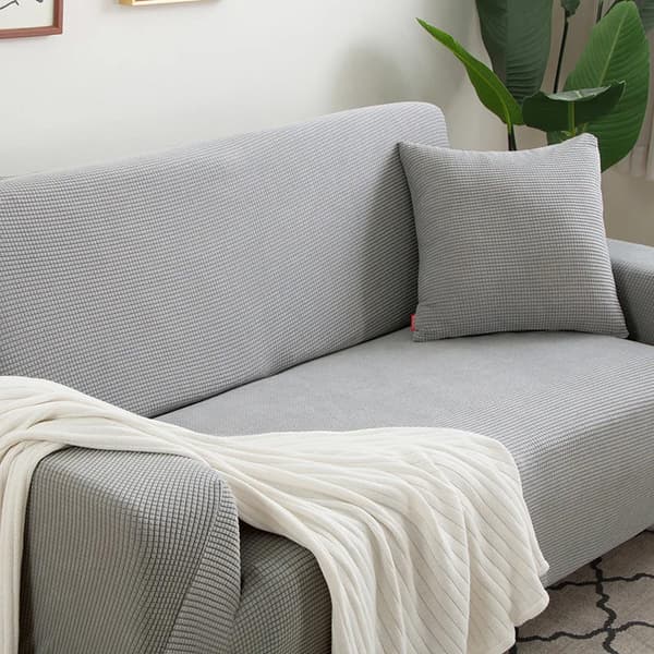SOHVANPÄÄLLINEN vuodesohvalle, 4 istuttava, VAALEANHARMAA JAKARD