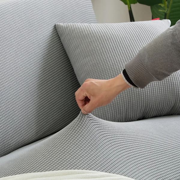 SOHVANPÄÄLLINEN vuodesohvalle, 4 istuttava, VAALEANHARMAA JAKARD
