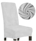 Pikkukuva 1 / 11: PÄÄLLINEN tuoli PAKSU SAMETTI VAALEANHARMAA koko L SUURI KORKEA SELKÄNOJA 70cm