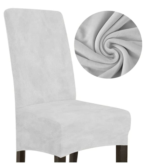 PÄÄLLINEN tuoli PAKSU SAMETTI VAALEANHARMAA koko L SUURI KORKEA SELKÄNOJA 70cm