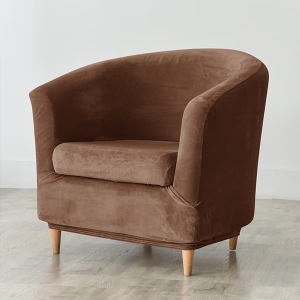 Club-nojatuolin päällinen, velour, ruskea