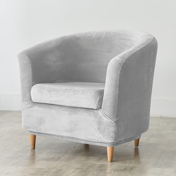 Club-nojatuolin päällinen, velour, vaaleanharmaa