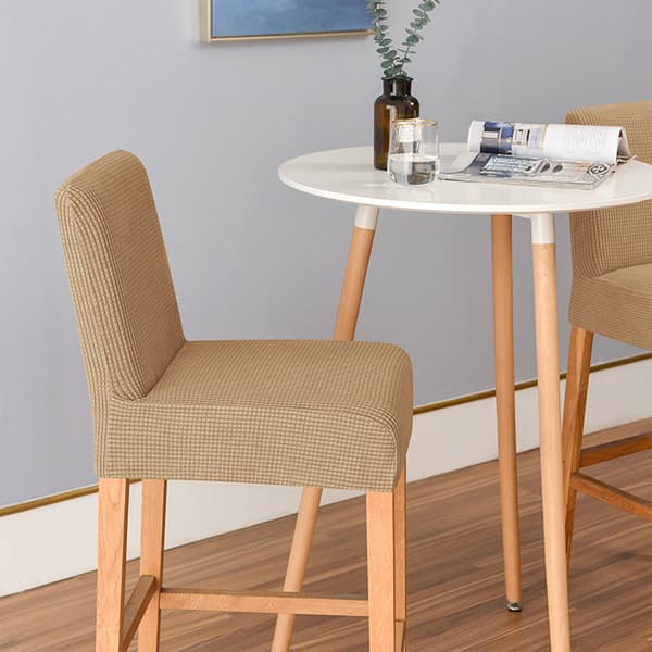 Betræk til barstol, jacquard, brun