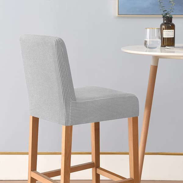 Betræk til barstol, jacquard, lysegrå