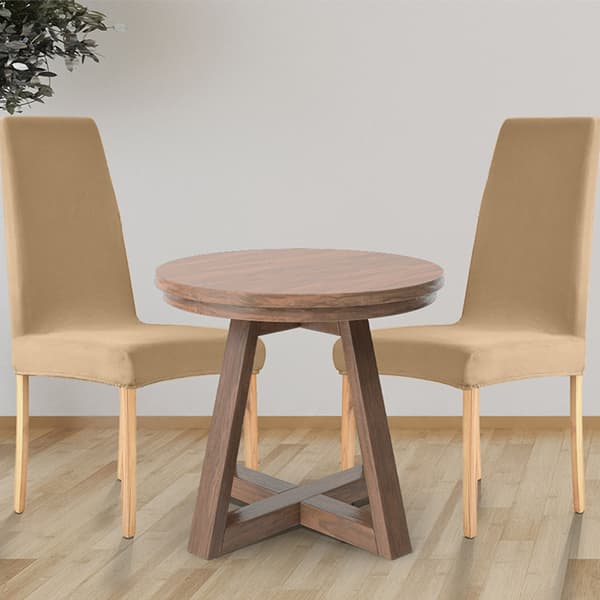 PÄÄLLINEN tuolille KAPEA selkänoja, pehmustettu SAMETTI, PAKSU KAMELLINVÄRINEN