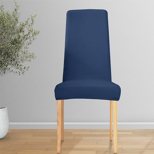 PÄÄLLINEN tuolille KAPEA selkänoja, pehmo, PAKSU SAMETTI, TUMMANSININEN