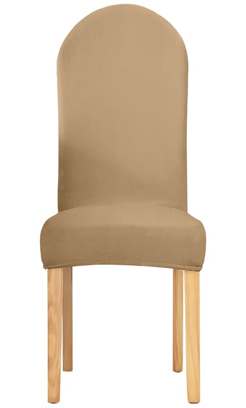 BETRÆK stol AFRUNDET RYGLÆN fløjl BEIGE CAPPUCCINO