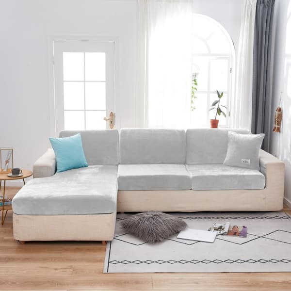 Överdrag till SÄNG, SOFFA, HÖRNSOFFA sammet, ljusgrå