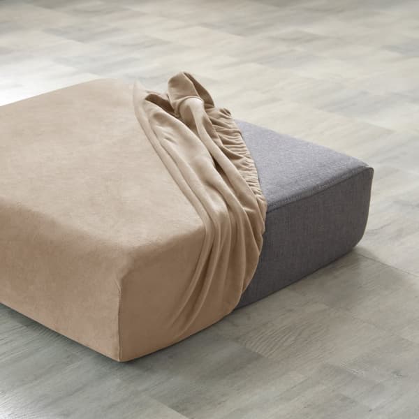 Betræk til SENG, SOFA, HJØRNESOFA fløjl, beige, cappuccino