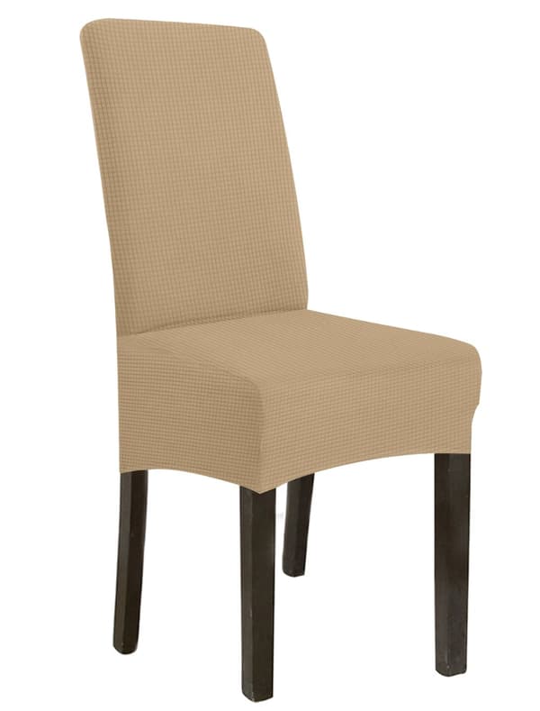 PÄÄLLINEN tuoli PAKSU JAKARD TUMMANBEIGE/KAMELIN koko L SUURI KORKEA SELKÄNOJA 70cm