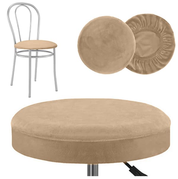 Pyöreän tuolin istuimen päällinen, sametti, kameli