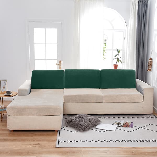 Betræk til sofa RYGPUDE, HJØRNESOFA fløjl, flaskegrøn