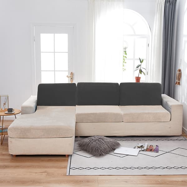 Betræk til sofa RYGPUDE, HJØRNESOFA fløjl, sort