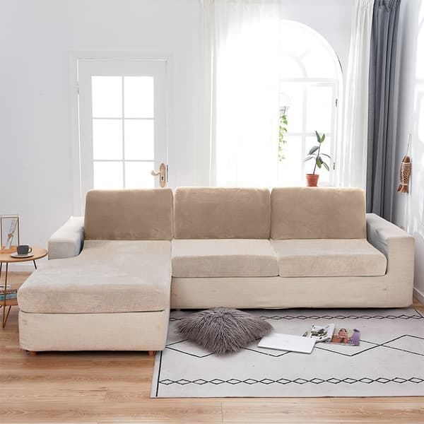 Betræk til sofa RYGPUDE, HJØRNESOFA velour, kamel