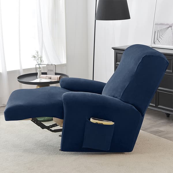 Överdrag till utdragbart fotstöd FÅTÖLJ RELAX (4 delar), sammet, marinblå