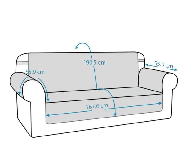 BETRÆK til SOFA 3-personers sofa 167 cm VANDTÆT, GRÅ, quiltet