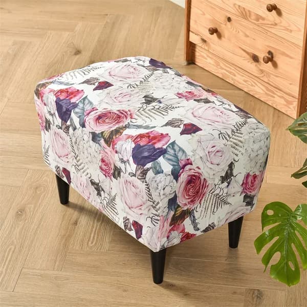 Överdrag till fotpall/puff ROSA BLOMMMÖNSTER