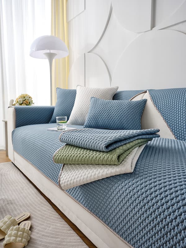 MATTA för SOFFA 90x70 cm, MARINBLÅ, HJÄRTMÖNSTER