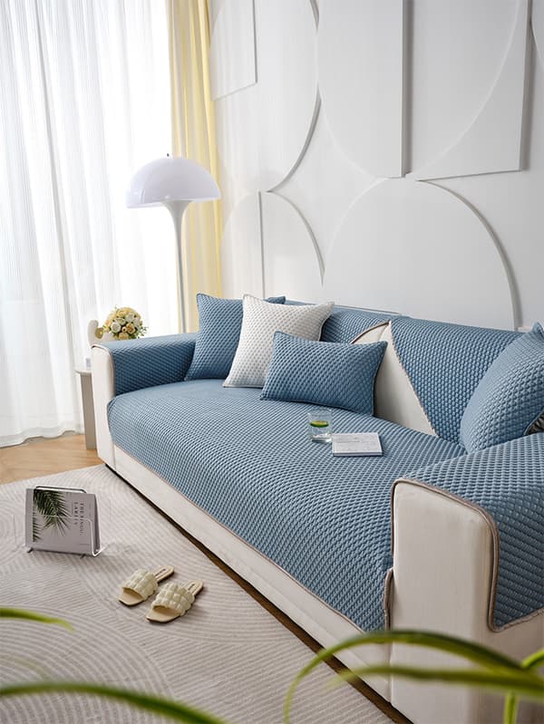 MATTA för SOFFA 90x70 cm, MARINBLÅ, HJÄRTMÖNSTER