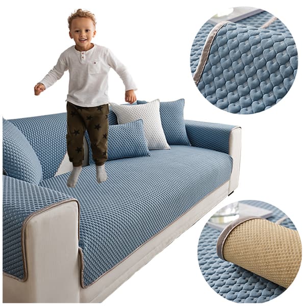 MATTA för SOFFA 90x70 cm, MARINBLÅ, HJÄRTMÖNSTER