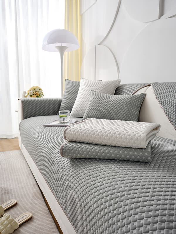 BETRÆK til SOFA sofa 90x240 cm, GRÅ, HJERTEMØNSTER